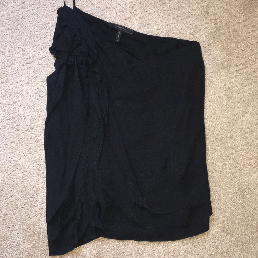 BCBG Black Silk 1-shoulder top